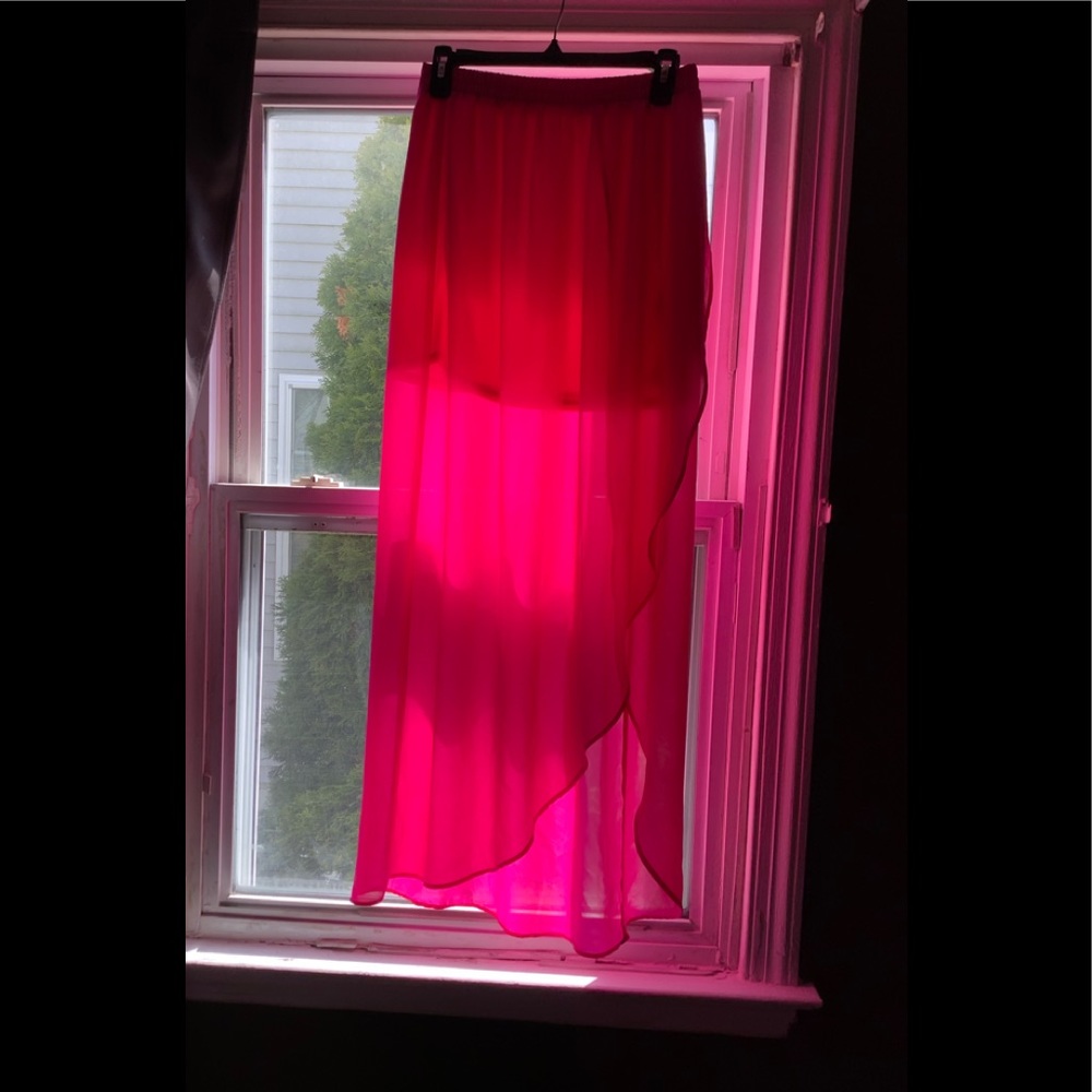 Lush Somewhat Sheer Side Slit Elastic Waist Skirt